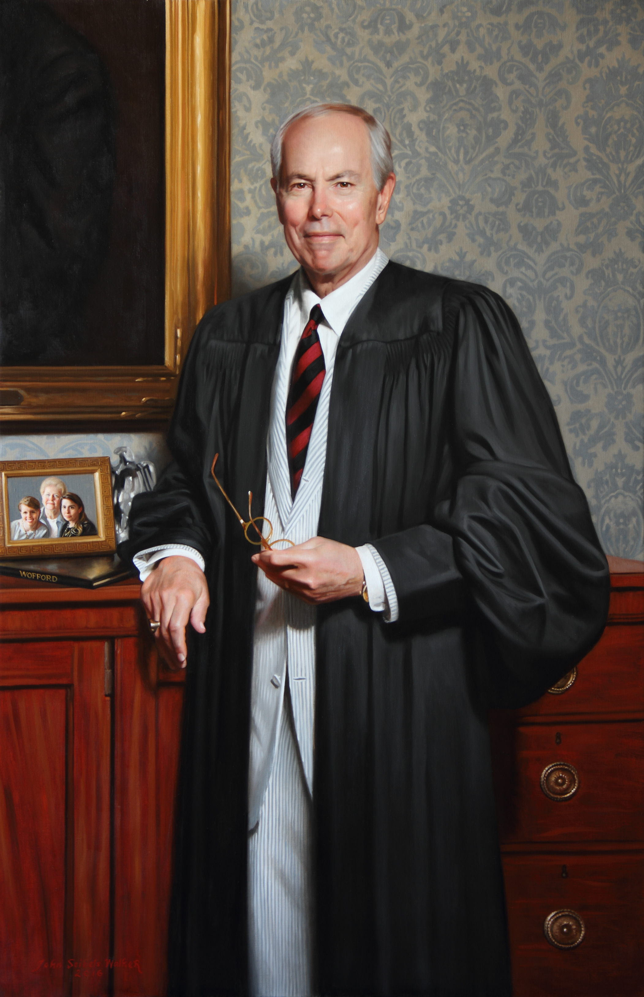 The Hon. Costa Pleicones Chief Justice Supreme Court of South Carolina Oil on linen, 58 x 38 inches 