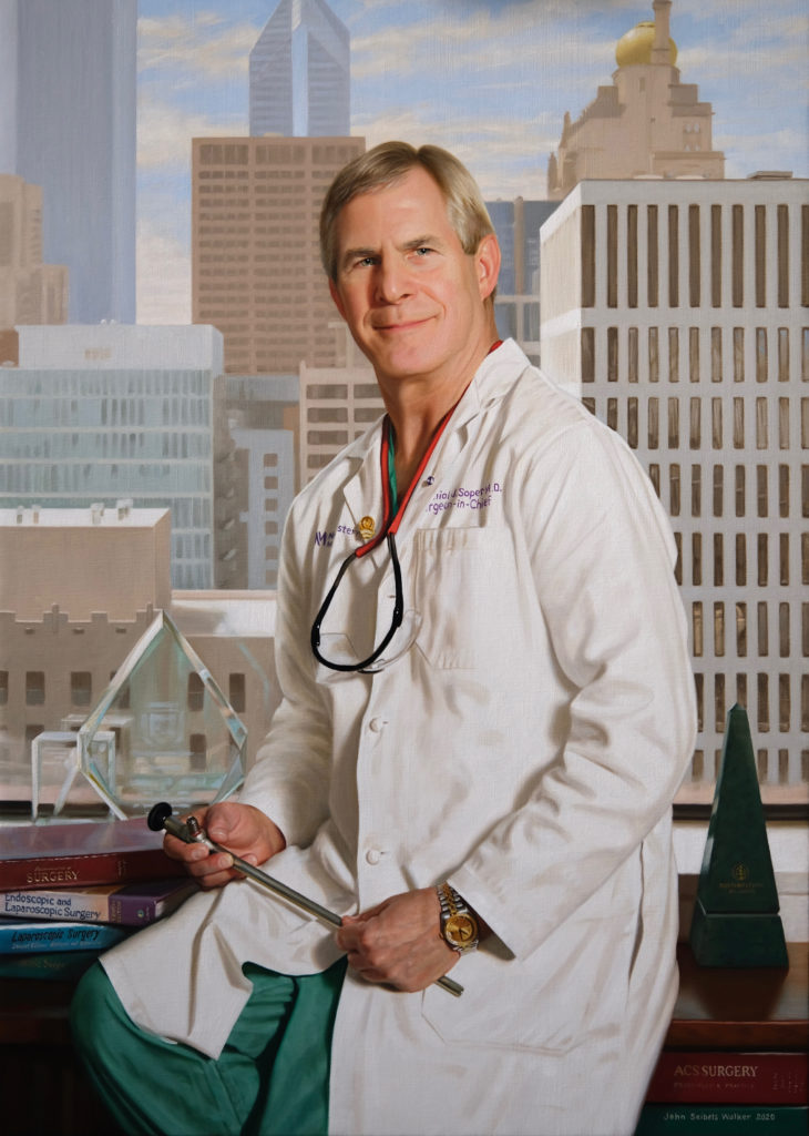 Nathanial J. Soper, MD
Surgeon in Chief
Northwestern Medical Group
Chicago  Illinois
Oil on linen, 42 x 30 inches